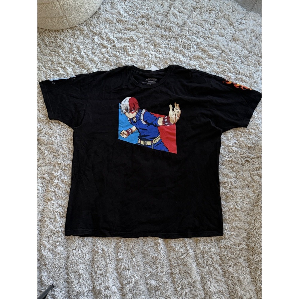 My Hero Academia Shirt Teens XXL Black Shoto Todoroki Manga Graphic ANIME Tee